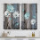Teal Daisy Floral Kitchen Curtains Rustic Brown Wooden 2 1