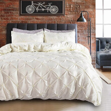 King Bedding Set Beige 3-Piece 90x104in Quilt Cover + 2