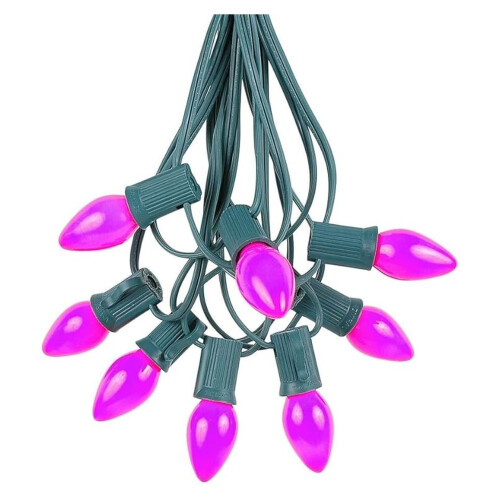 C7 Christmas Lights String Green Wire 25ft Indoor Outdoor
