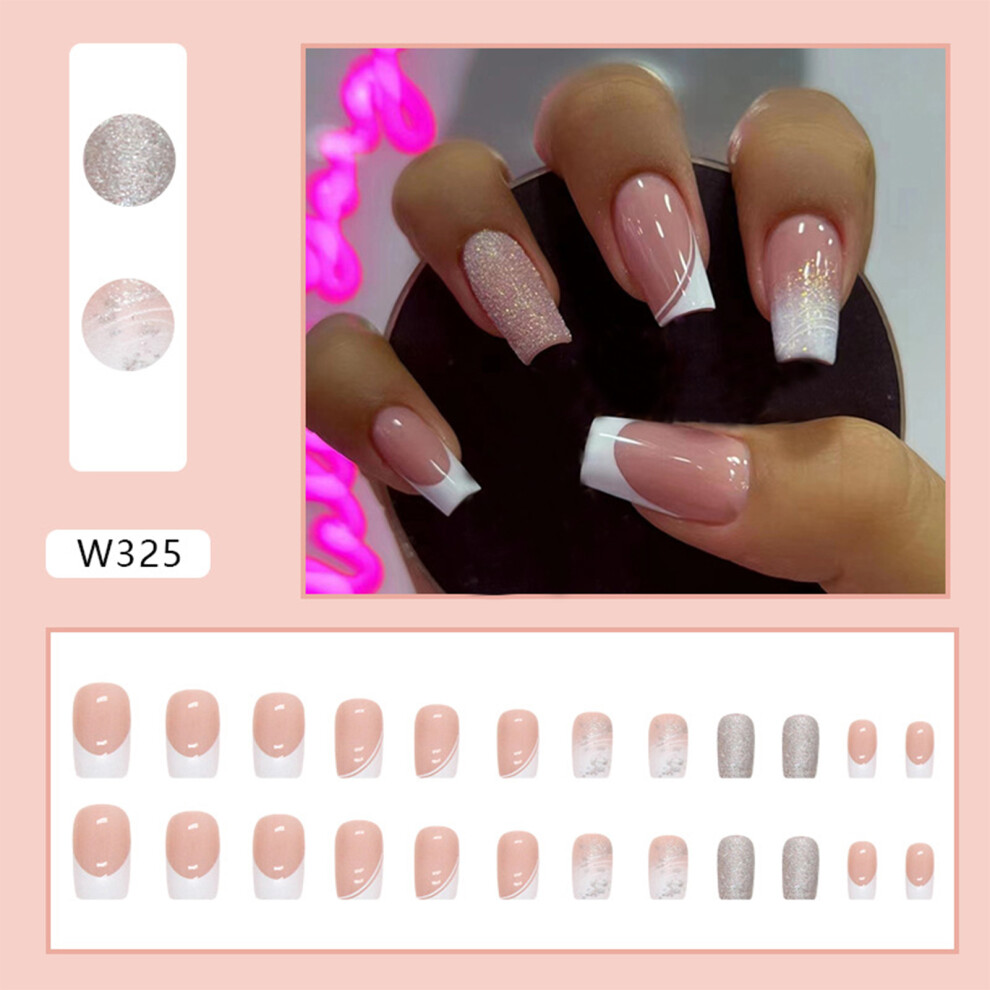 Hue-Grain (Jelly Glue Model) Flash False Nails For Party & Dating