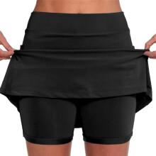 Women's Mid-Waist Solid Skorts with Pockets Black XXL