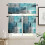 Abstract Turquoise Grey Curtains 3 pcs Rod Pocket 1