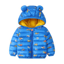 Baby Hooded Bear-Ear Puffer Jacket Blue Size 80