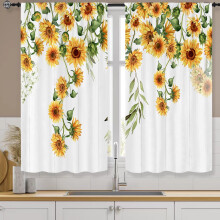 Sunflower Rustic Yellow Farmhouse Tier Curtains 27.5x39