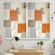 Boho Kitchen Curtains Orange Beige Grey 27.5x39 inch