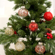 Black and Gold Christmas Ornaments Shatterproof 25pcs