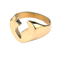 Women's Stainless Steel Broken Heart Ring Gold Size 10