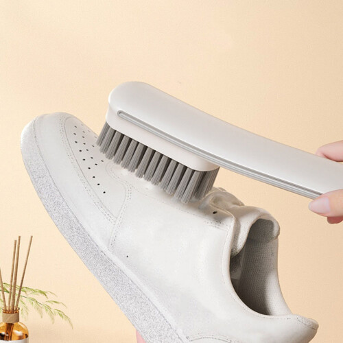 Shoe Brush Hard Bristle Blue White Plastic with Hanging Hole