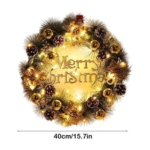 Christmas Wreath Gold Decorations 12 Inch Pinecone 1