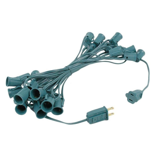 C7 Christmas Lights String Green Wire 25ft Indoor Outdoor 2