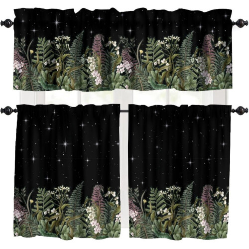 Botanical Kitchen Valance Curtains Nature White Floral