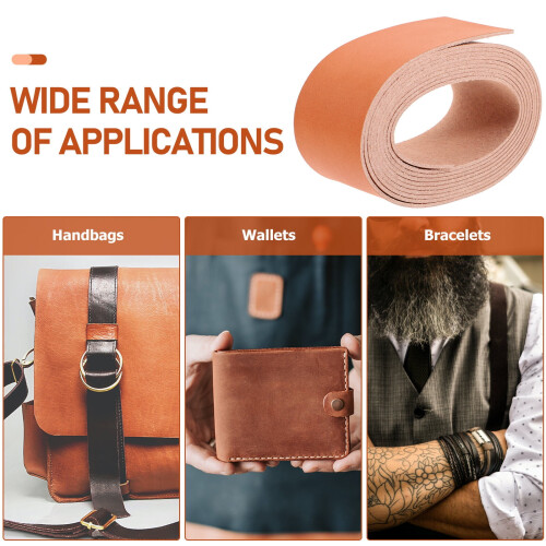 Leather Strap DIY Art Strip for Bag Making Light Brown 2