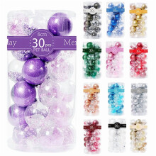 Christmas Balls Ornaments Set Purple Plastic 30 pcs