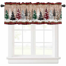 Buffalo Plaid Christmas Tree Window Valance Red Black