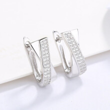 S925 Silver Cross Zircon Earrings