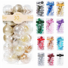 Christmas Balls Ornaments Set Yellow Plastic 30 pcs