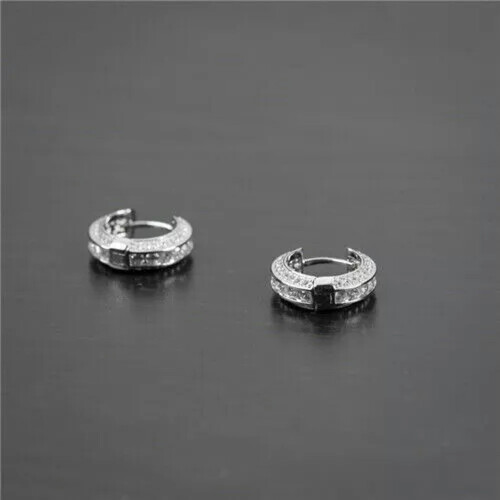 925 Silver Cross CZ Hoop Drop Earrings 2