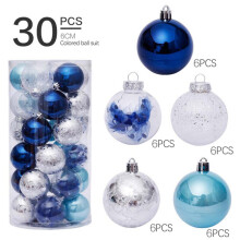 Christmas Ball Ornaments Blue Silver Clear 30 pcs 60 mm