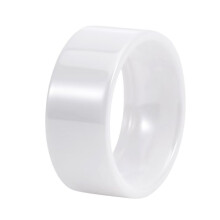 Ceramic Wedding Band Ring White 10mm Size 11