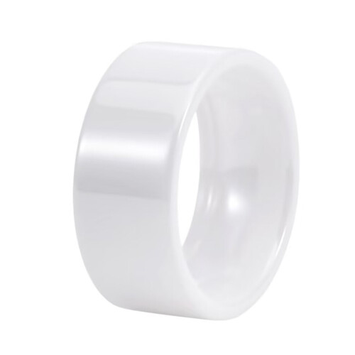 Ceramic Wedding Band Ring White 10mm Size 11