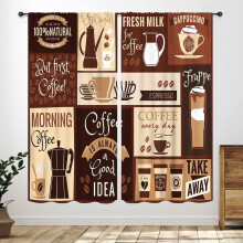 Rustic Latte Coffee Kitchen Curtains Farmhouse Brown 2