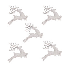 Silver Deer Christmas Tree Ornaments 5 Pack
