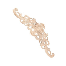 Rose Flower Wood Applique Vintage Unpainted 40x12x1cm