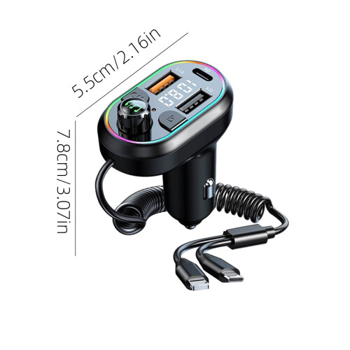 Bluetooth 5.0 FM Transmitter with Wireless Charger USB Fast 2