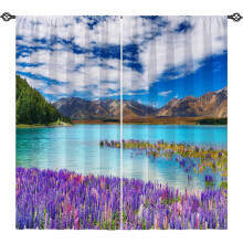 Floral Rod Pocket Blackout Curtains Lavender Print 2 Panels
