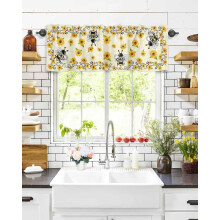 Bee Honey Valance Curtains Sunflower Yellow Black 54x18