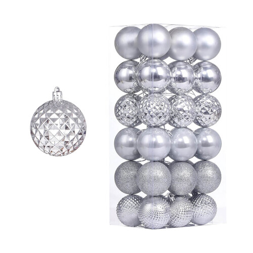 Christmas Ball Set Electroplated Silver 36 pcs 1