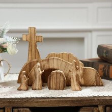 Wooden Empty Tomb Easter Decor with Cross – Resurrection