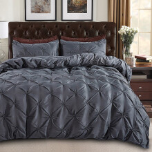 King Bedding Set Dark Grey 3-Piece Quilt Cover and