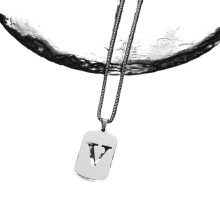 Stainless Steel Square Initial Pendant Necklace A-Z on