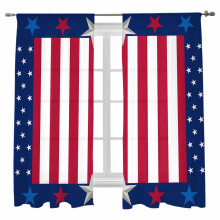 USA Flag Sheer Curtains 52x63 Inch 2 Panels Rod Pocket Voile