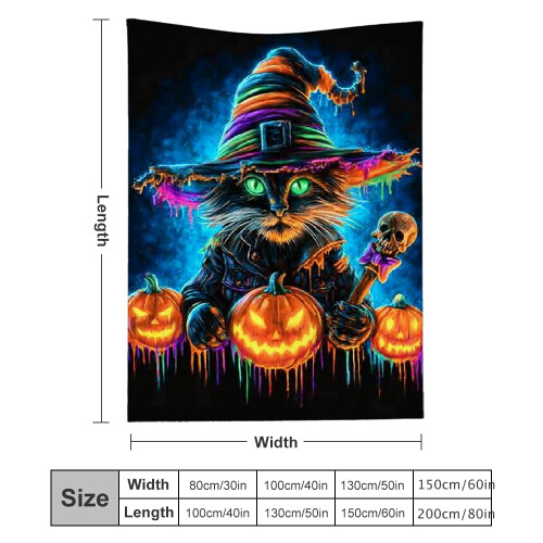 Black Cat Halloween Flannel Blanket 60x80 in 2