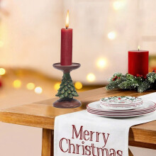 Wood-Like Resin Christmas Ornament Candlestick Tree Decor