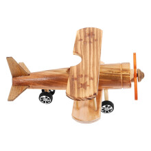 NICEXMAS Biplane Toy Wooden Model Helicopter Beige 1 Pack