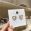 Stud Earrings Set Rhinestone Gold Circle 2 pcs 8