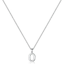 Sterling Silver Initial Pendant Necklace A-Z on Figaro Chain