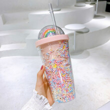 Bubble Straw Cup for Students - Plastic, Portable, Summer