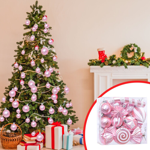 Christmas Tree Ornaments Set Silver White 16 pcs