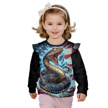 Girls' Ruffle Shoulder Sweatshirt Long Sleeve Crewneck