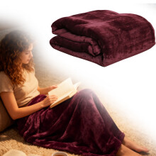Coral Fleece Meditation Blanket Shawl 100x150cm Wine Red