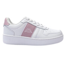 (3 UK, White/Pink) Kappa Childrens/Kids La Morra Leather Platform Trainers