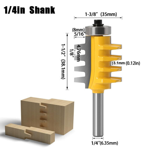 Rail Reversible Finger Joint Router Bit Cone Tenon 1 Piece 1