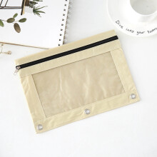 3-Ring Binder Pouch Transparent Zipper Large Capacity