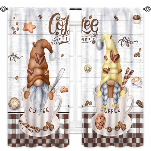 Coffee Kitchen Curtains Rustic Farmhouse 84x63 Inch 2