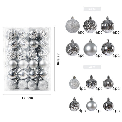 Silver Shatterproof Christmas Ornaments Set 48PCS 1