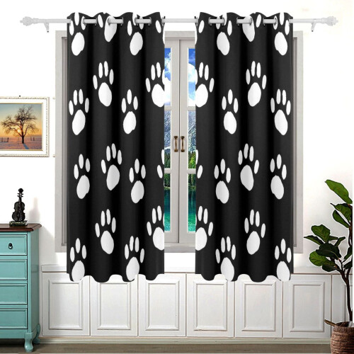 Dog Paws White Blackout Curtains for Sliding Glass Doors 2 1